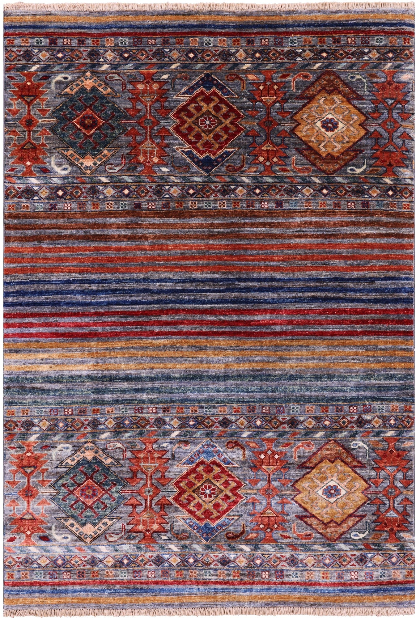 Khorjin Persian Gabbeh Hand Knotted Wool Rug - 3' 3" X 4' 10" - Golden Nile