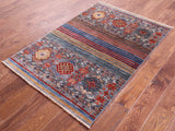 Khorjin Persian Gabbeh Handmade Wool Rug - 3' 3" X 4' 10" - Golden Nile