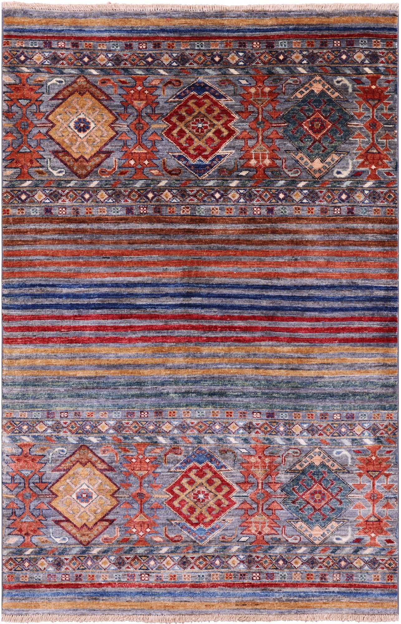 Khorjin Persian Gabbeh Handmade Wool Rug - 3' 3" X 4' 10" - Golden Nile