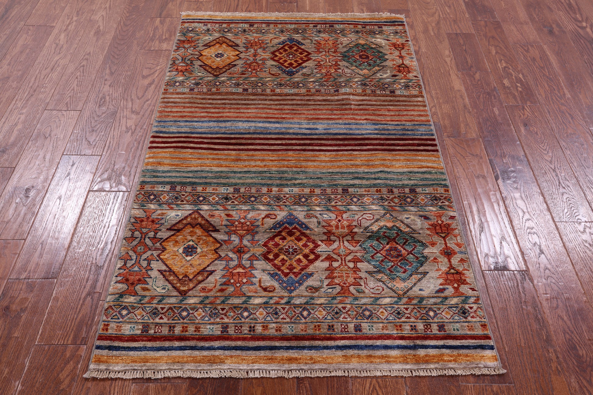 Khorjin Persian Gabbeh Hand Knotted Wool Rug - 3' 2" X 5' 3" - Golden Nile