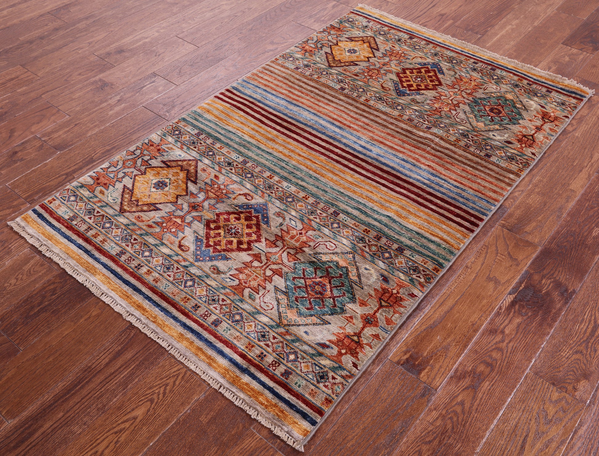Khorjin Persian Gabbeh Hand Knotted Wool Rug - 3' 2" X 5' 3" - Golden Nile