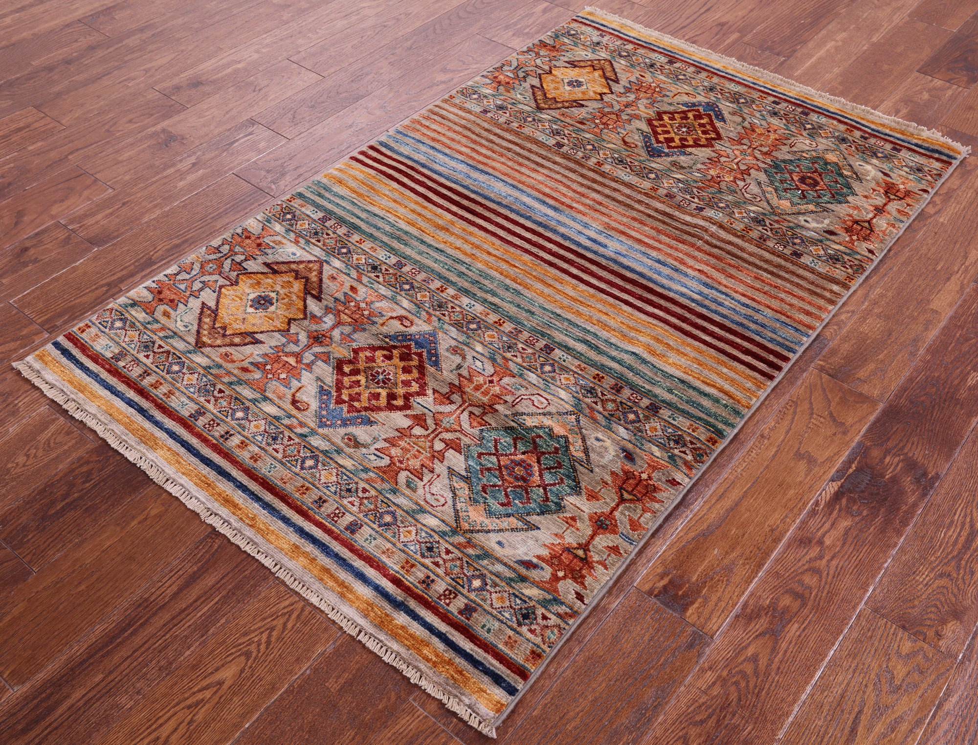 Khorjin Persian Gabbeh Hand Knotted Wool Rug - 3' 2" X 5' 3" - Golden Nile