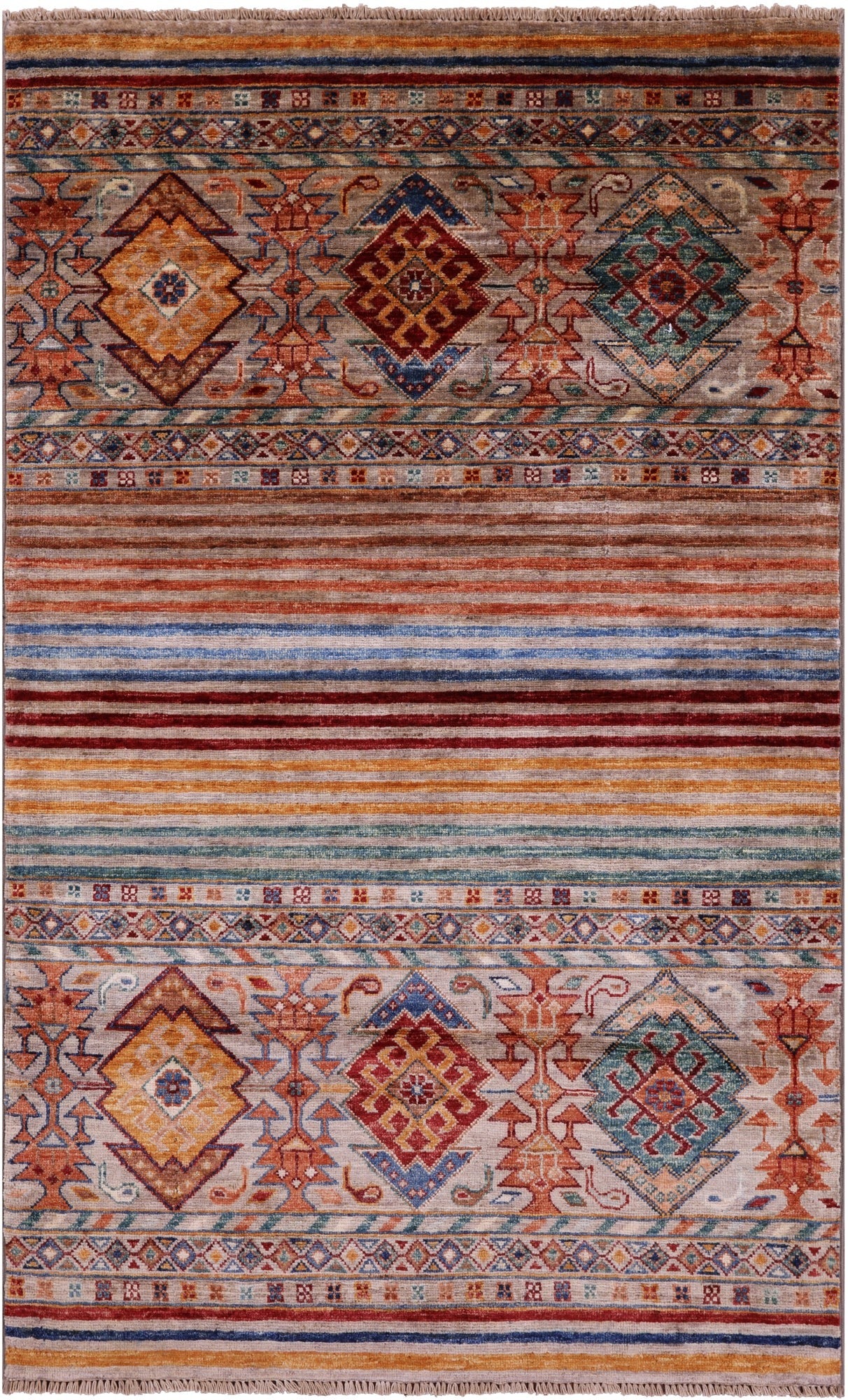 Khorjin Persian Gabbeh Hand Knotted Wool Rug - 3' 2" X 5' 3" - Golden Nile