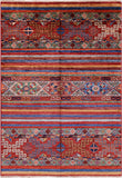 Khorjin Persian Gabbeh Hand Knotted Wool Rug - 4' 0" X 5' 9" - Golden Nile
