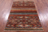 Khorjin Persian Gabbeh Hand Knotted Wool Rug - 4' 0" X 6' 0" - Golden Nile