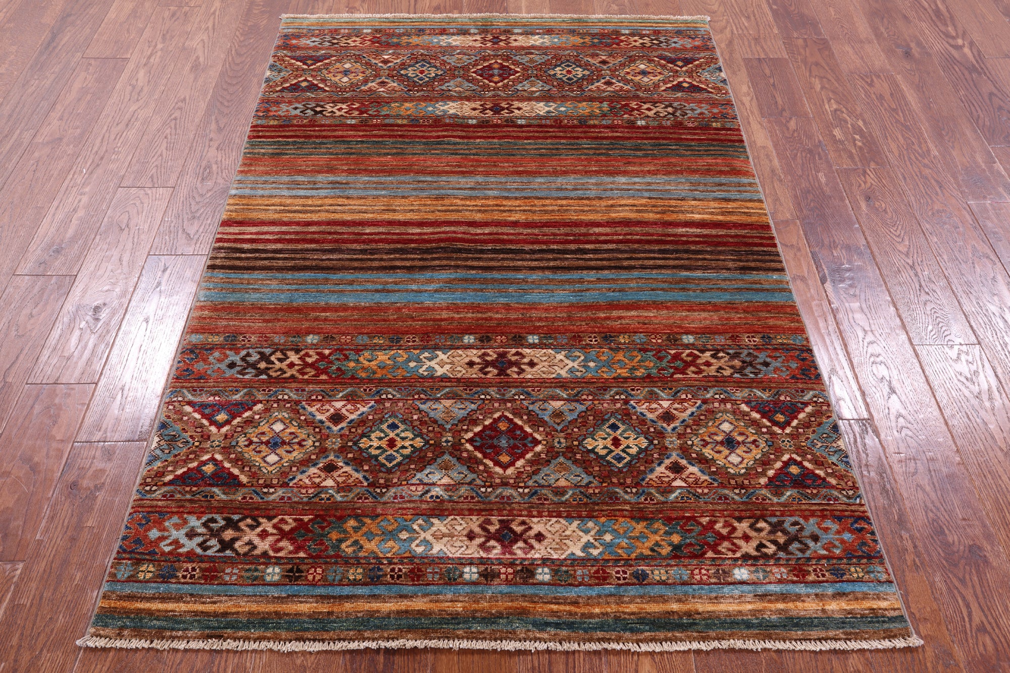 Khorjin Persian Gabbeh Hand Knotted Wool Rug - 4' 0" X 6' 0" - Golden Nile