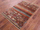 Khorjin Persian Gabbeh Hand Knotted Wool Rug - 4' 0" X 6' 0" - Golden Nile
