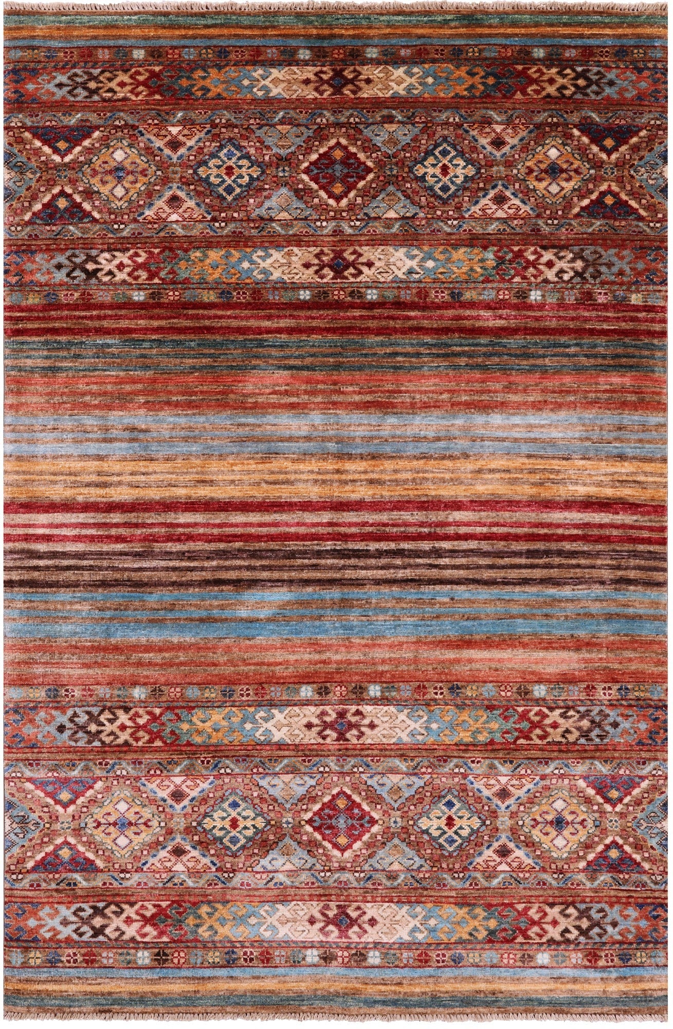Khorjin Persian Gabbeh Hand Knotted Wool Rug - 4' 0" X 6' 0" - Golden Nile