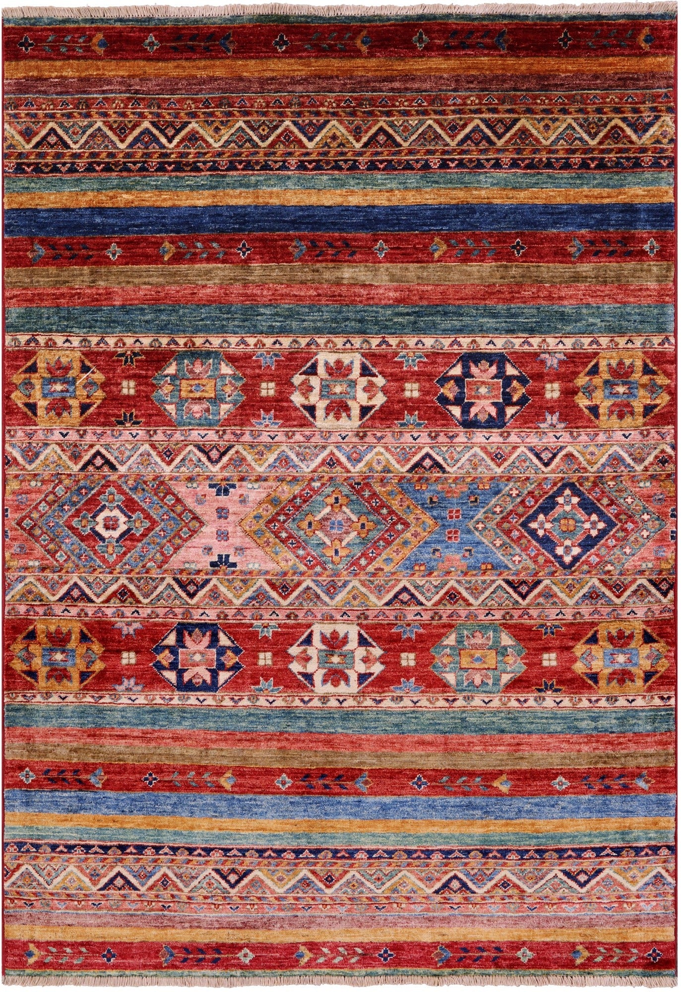 Khorjin Persian Gabbeh Hand Knotted Wool Rug - 4' 0" X 5' 9" - Golden Nile