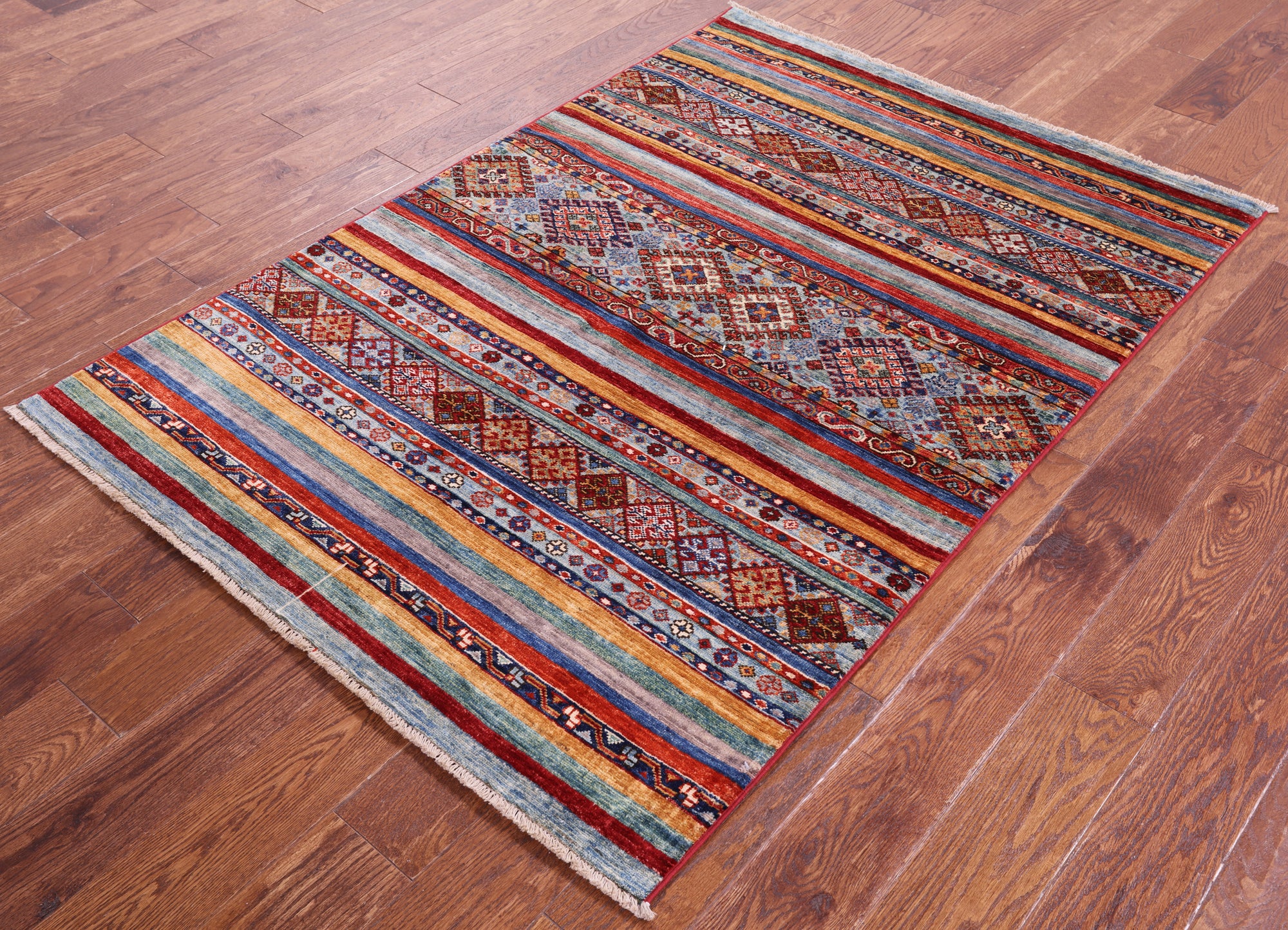 Khorjin Persian Gabbeh Handmade Wool Rug - 3' 10" X 5' 8" - Golden Nile