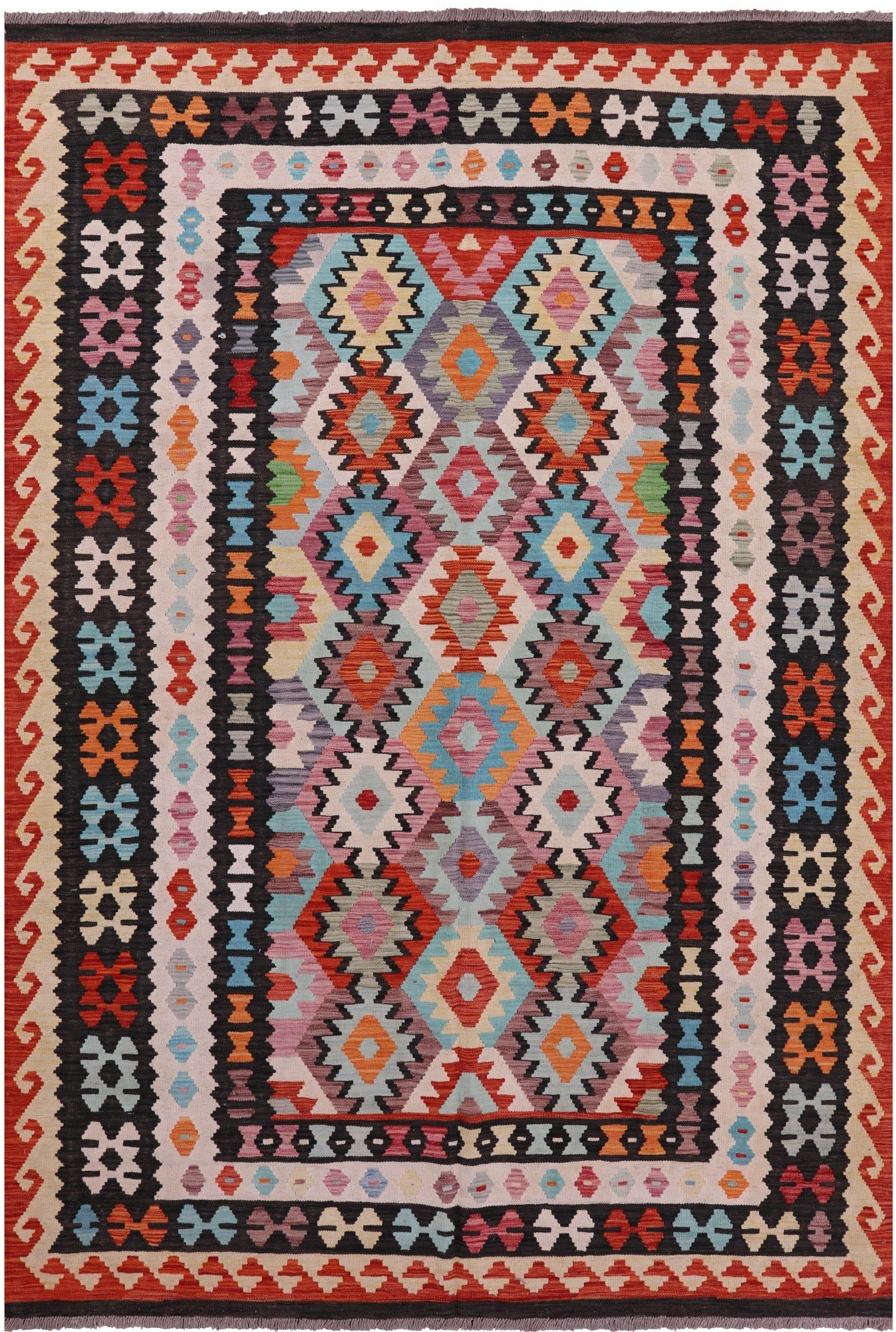 Reversible Kilim Flat Weave Wool On Wool Rug - 6' 7" X 9' 9" - Golden Nile