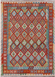 Reversible Kilim Flat Weave Wool On Wool Rug - 7' 0" X 9' 8" - Golden Nile