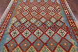 Reversible Kilim Flat Weave Wool On Wool Rug - 7' 0" X 9' 8" - Golden Nile