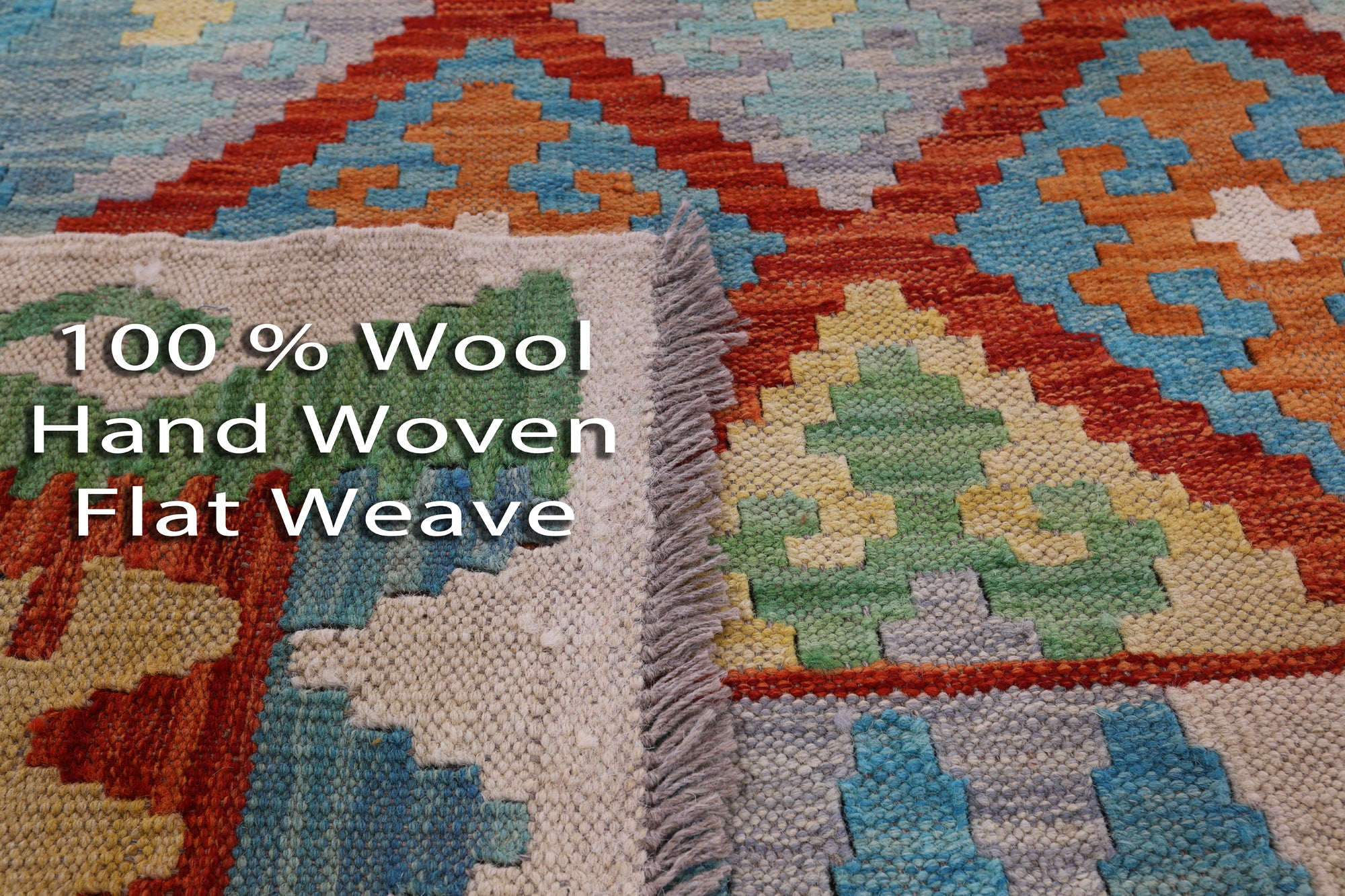 Reversible Kilim Flat Weave Wool On Wool Rug - 7' 0" X 9' 8" - Golden Nile