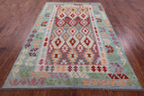 Reversible Kilim Flat Weave Wool On Wool Rug - 6' 6" X 9' 8" - Golden Nile