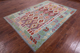 Reversible Kilim Flat Weave Wool On Wool Rug - 6' 6" X 9' 8" - Golden Nile