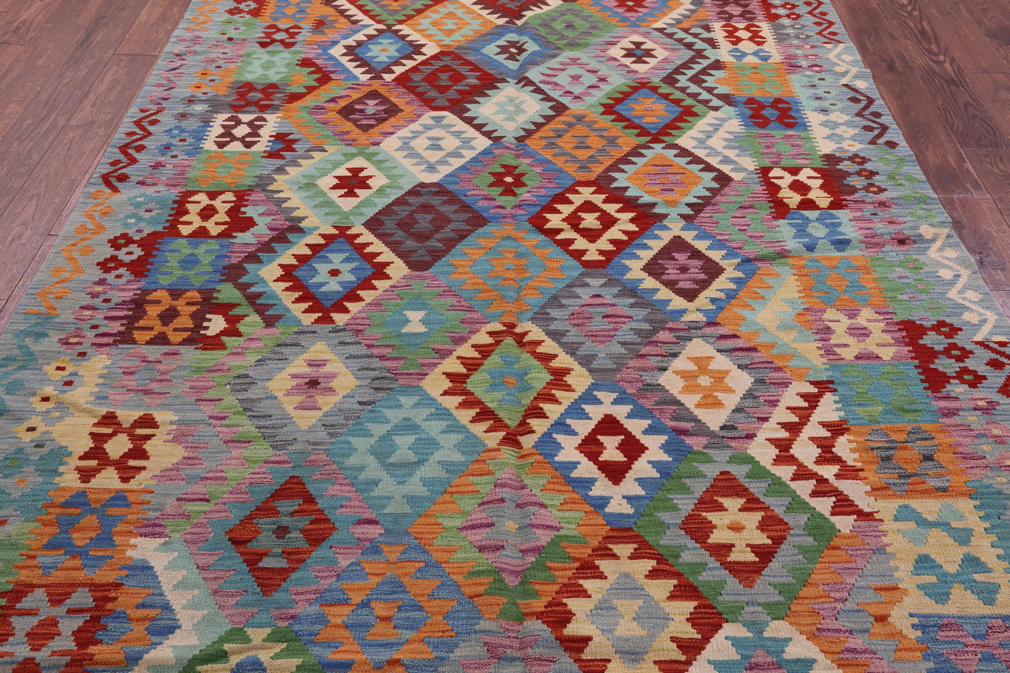 Reversible Kilim Flat Weave Wool On Wool Rug - 6' 7" X 9' 7" - Golden Nile