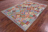 Reversible Kilim Flat Weave Wool On Wool Rug - 6' 7" X 9' 7" - Golden Nile