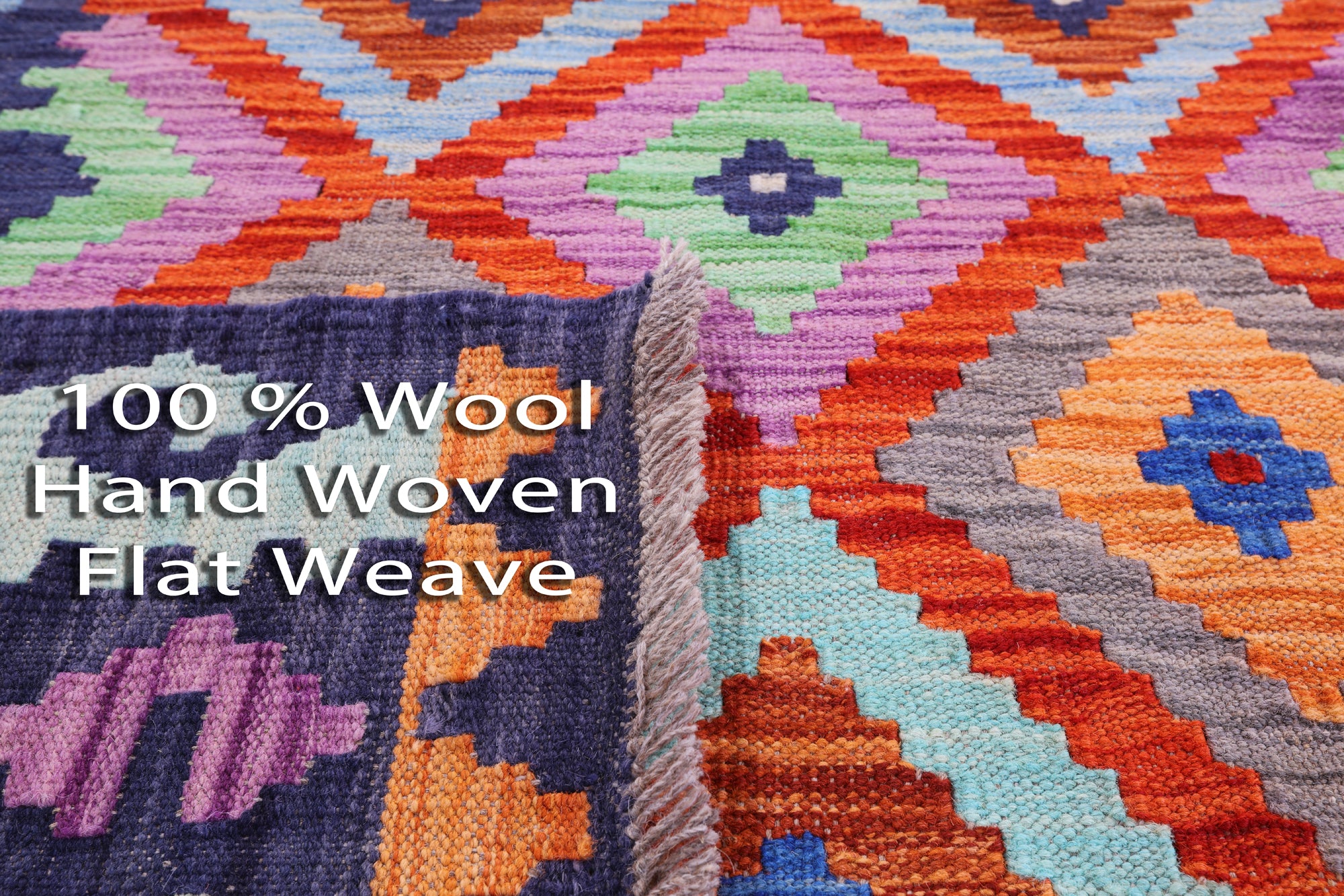 Reversible Kilim Flat Weave Wool On Wool Rug - 6' 6" X 9' 7" - Golden Nile