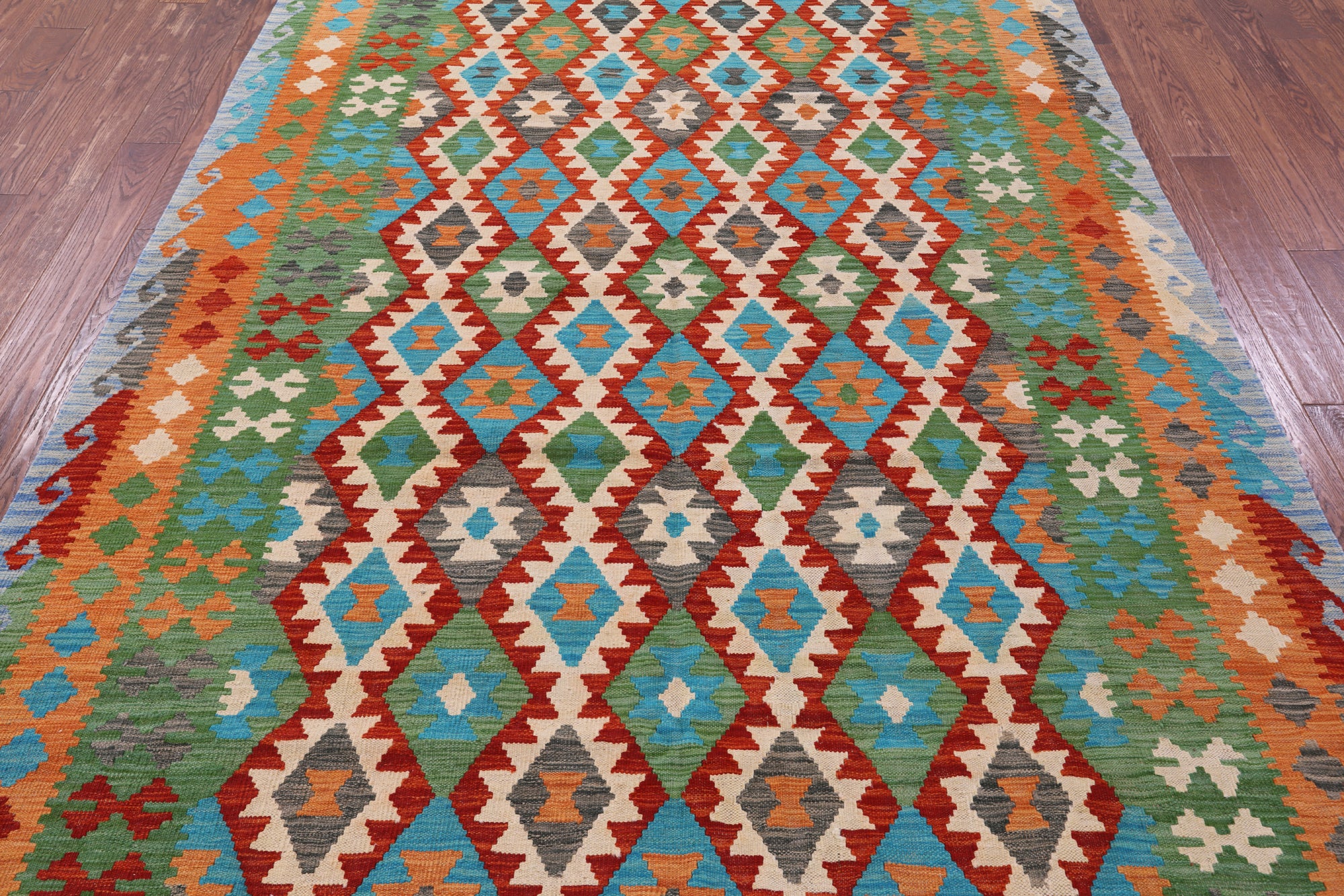Reversible Kilim Flat Weave Wool On Wool Rug - 6' 9" X 9' 10" - Golden Nile