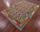Reversible Kilim Flat Weave Wool On Wool Rug - 6' 9" X 9' 10" - Golden Nile