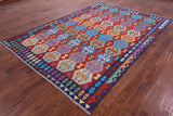 Reversible Kilim Flat Weave Wool On Wool Rug - 6' 9" X 9' 8" - Golden Nile
