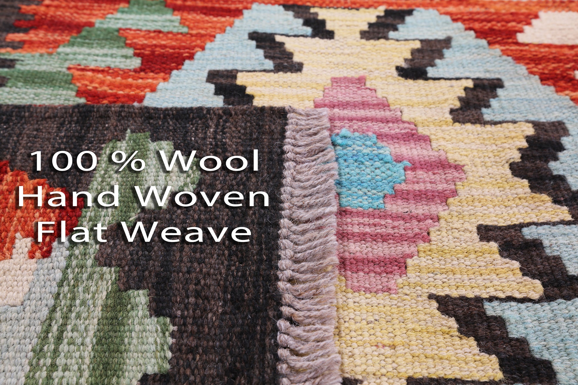 Reversible Kilim Flat Weave Wool On Wool Rug - 5' 5" X 7' 8" - Golden Nile