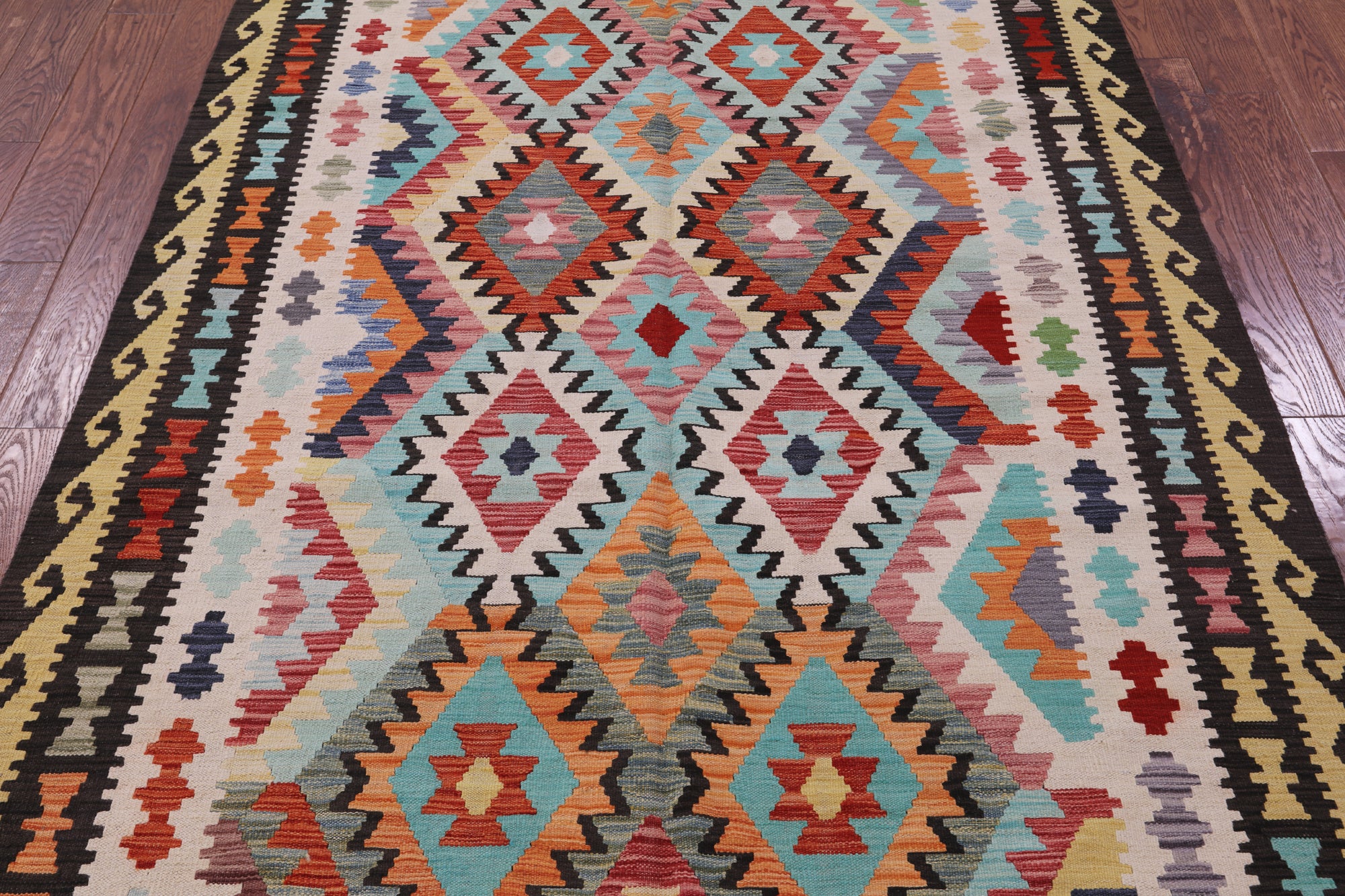 Reversible Kilim Flat Weave Wool On Wool Rug - 5' 7" X 7' 11" - Golden Nile