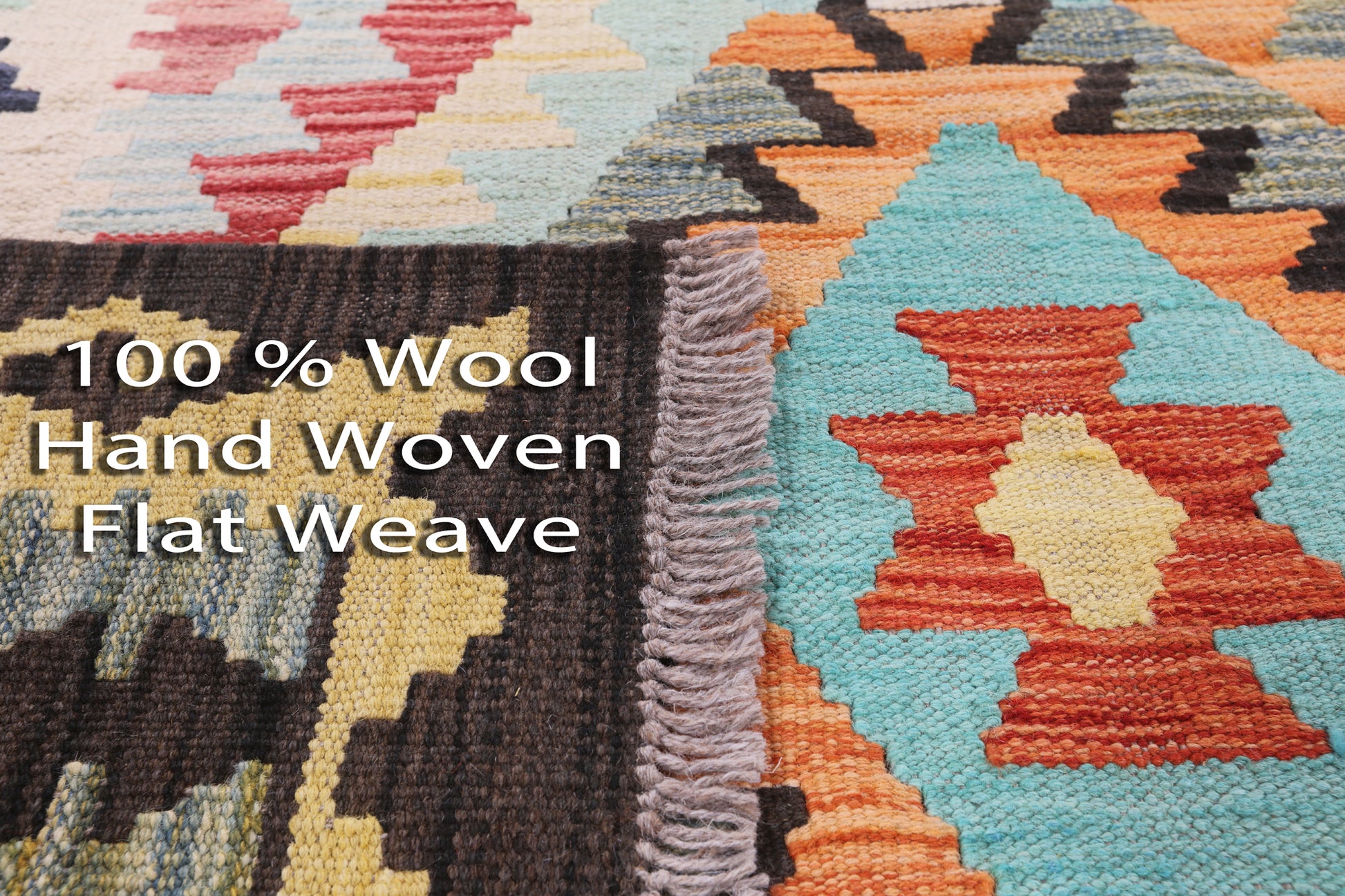 Reversible Kilim Flat Weave Wool On Wool Rug - 5' 7" X 7' 11" - Golden Nile