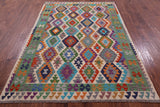 Reversible Kilim Flat Weave Wool On Wool Rug - 5' 7" X 7' 9" - Golden Nile