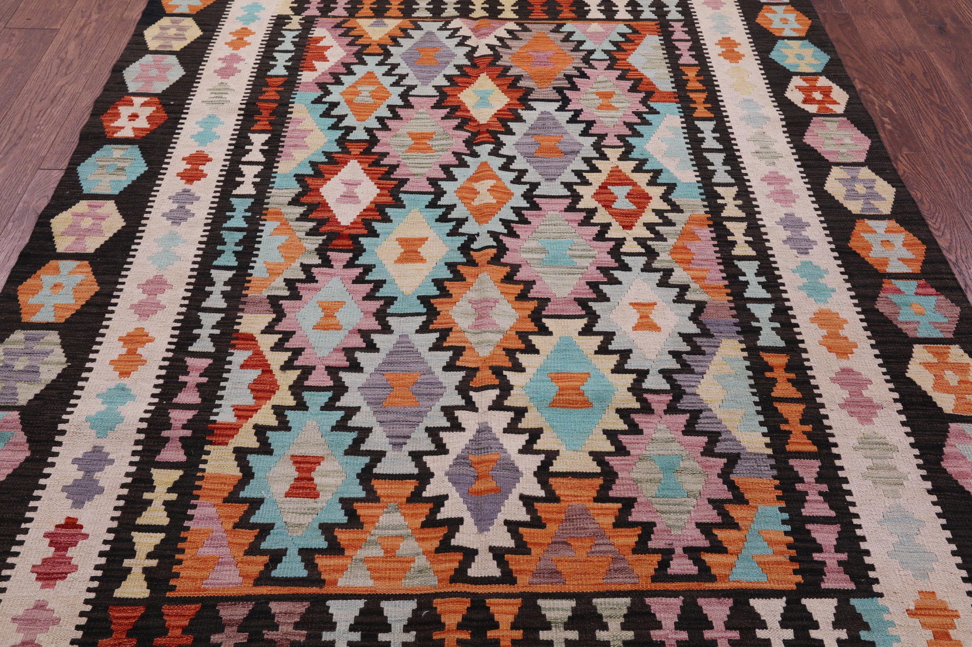 Reversible Kilim Flat Weave Wool On Wool Rug - 5' 5" X 7' 8" - Golden Nile