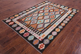 Reversible Kilim Flat Weave Wool On Wool Rug - 5' 5" X 7' 8" - Golden Nile