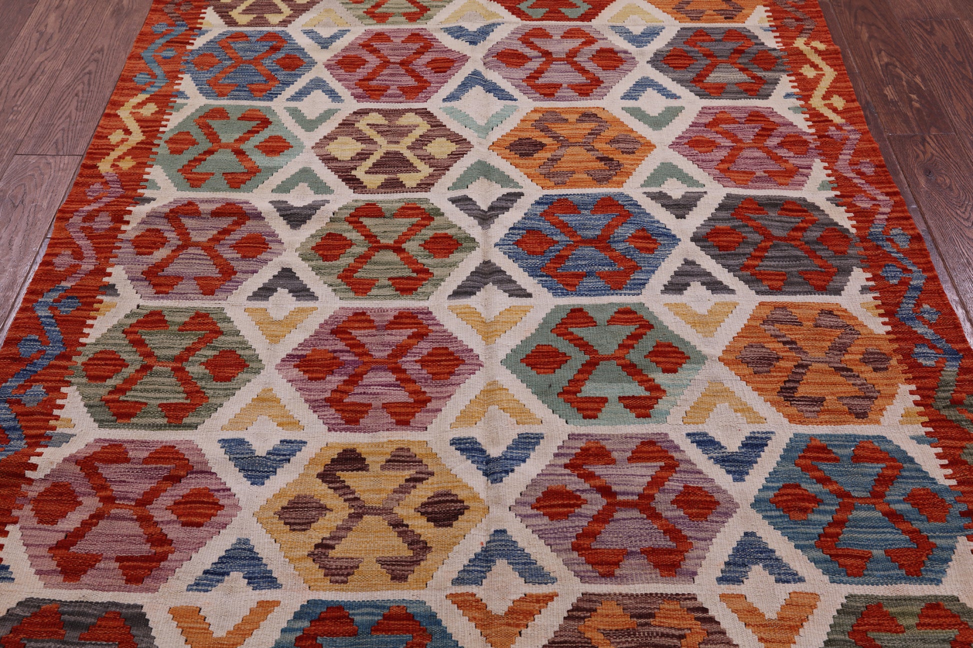 Reversible Kilim Flat Weave Wool On Wool Rug - 4' 10" X 6' 5" - Golden Nile