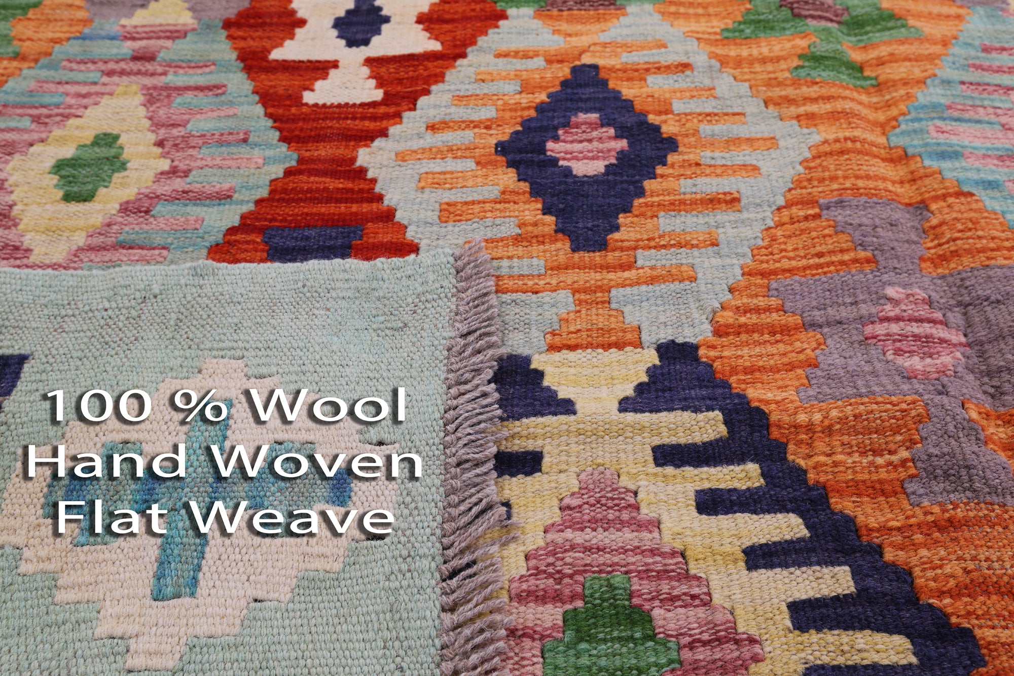 Reversible Kilim Flat Weave Wool On Wool Rug - 5' 1" X 6' 3" - Golden Nile