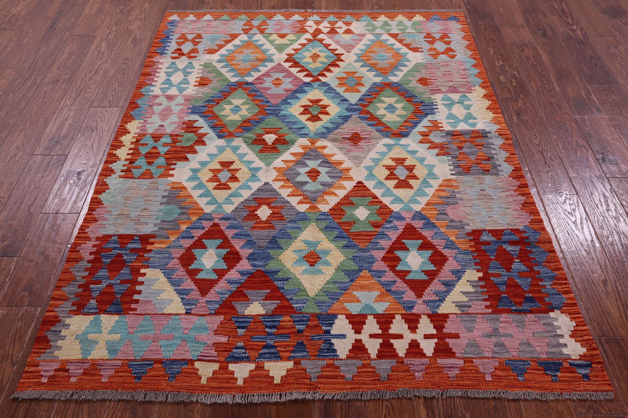 Reversible Kilim Flat Weave Wool On Wool Rug - 4' 10" X 6' 4" - Golden Nile