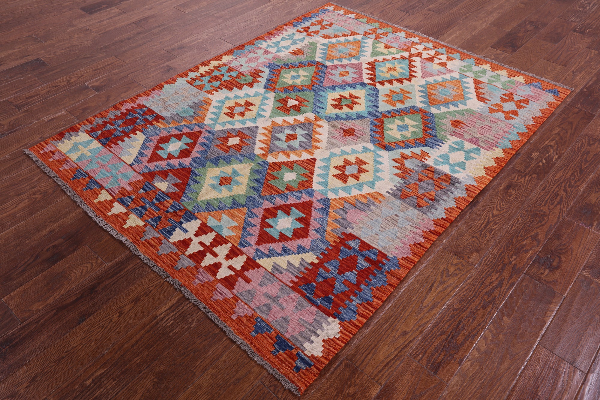 Reversible Kilim Flat Weave Wool On Wool Rug - 4' 10" X 6' 4" - Golden Nile