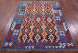 Reversible Kilim Flat Weave Wool On Wool Rug - 4' 11" X 6' 6" - Golden Nile