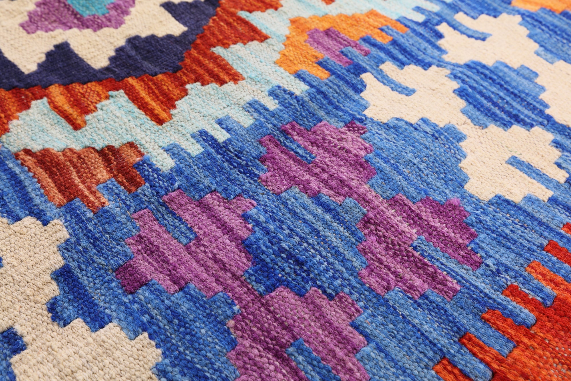 Reversible Kilim Flat Weave Wool On Wool Rug - 4' 11" X 6' 6" - Golden Nile