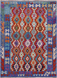 Reversible Kilim Flat Weave Wool On Wool Rug - 4' 11" X 6' 6" - Golden Nile