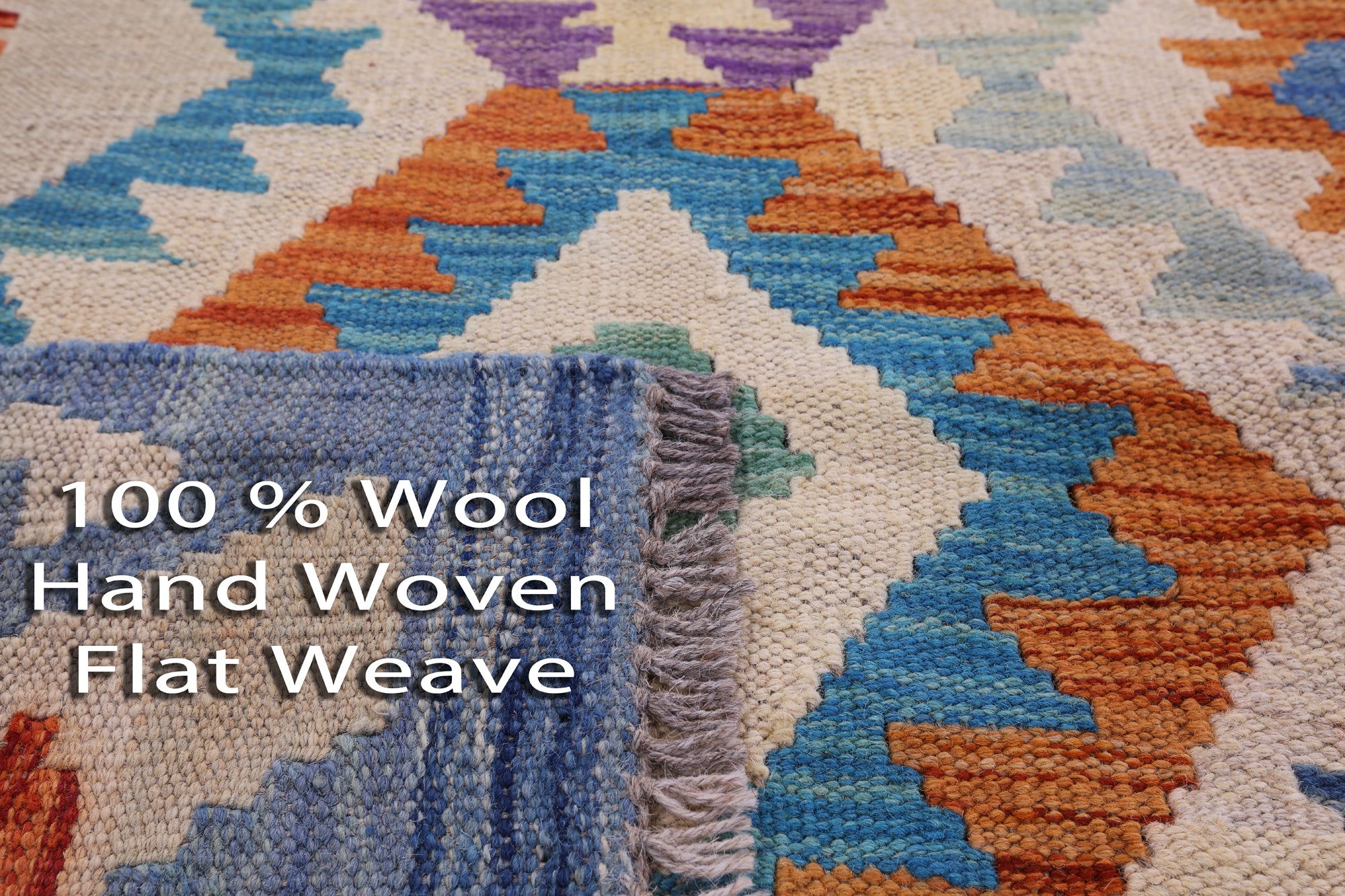 Reversible Kilim Flat Weave Wool On Wool Rug - 5' 3" X 6' 4" - Golden Nile