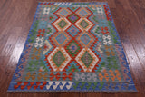 Reversible Kilim Flat Weave Wool On Wool Rug - 4' 2" X 5' 8" - Golden Nile