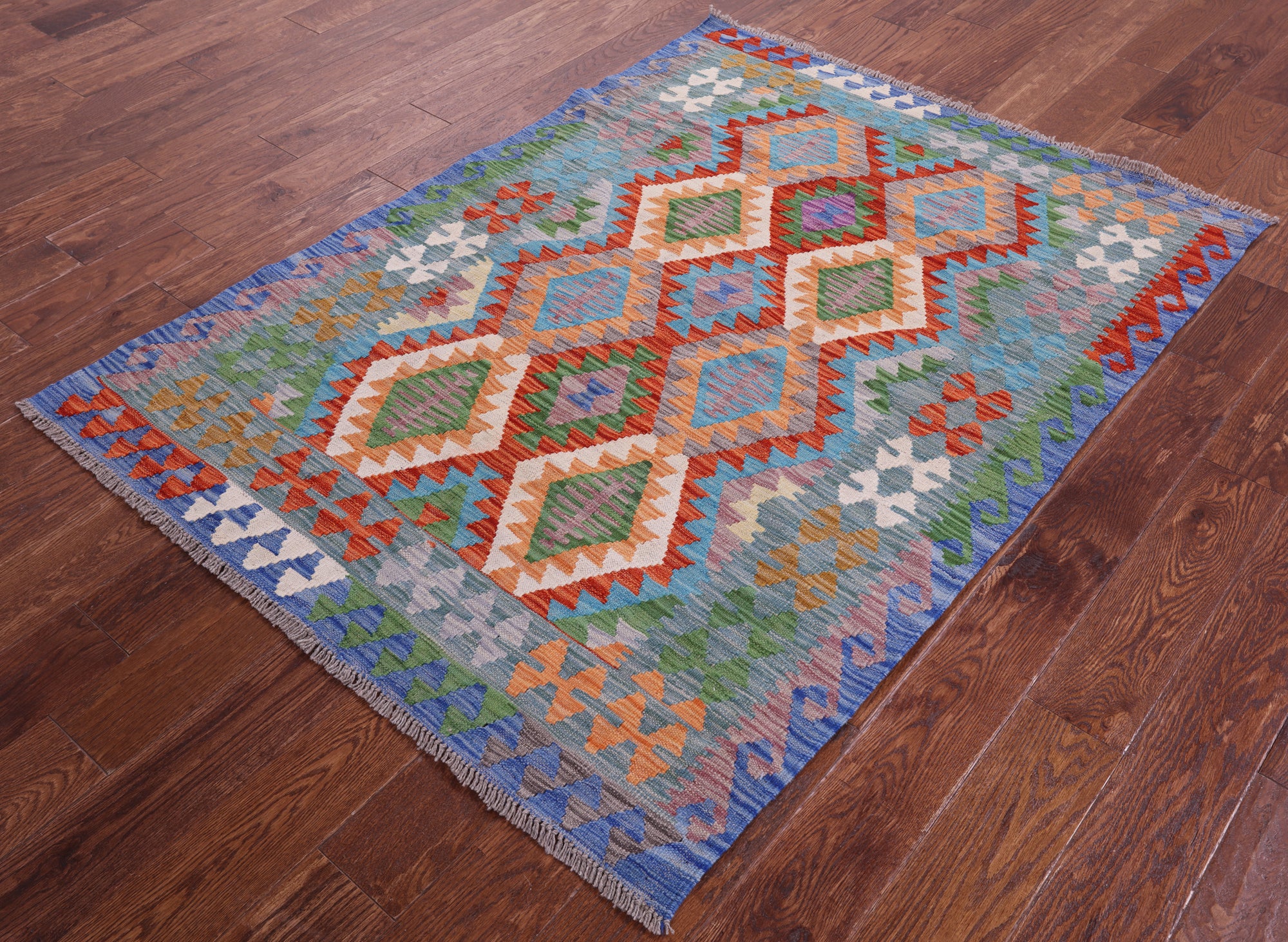 Reversible Kilim Flat Weave Wool On Wool Rug - 4' 2" X 5' 8" - Golden Nile