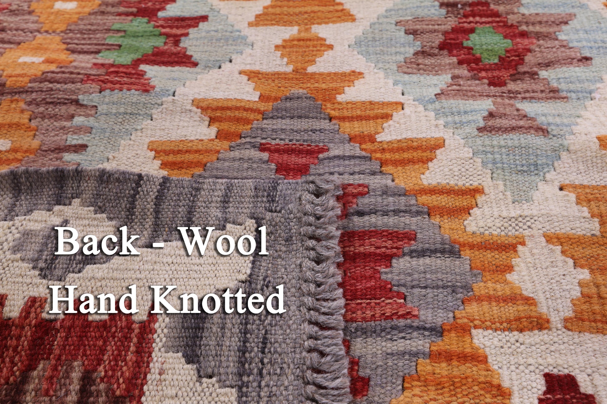 Reversible Kilim Flat Weave Wool On Wool Rug - 4' 2" X 5' 11" - Golden Nile