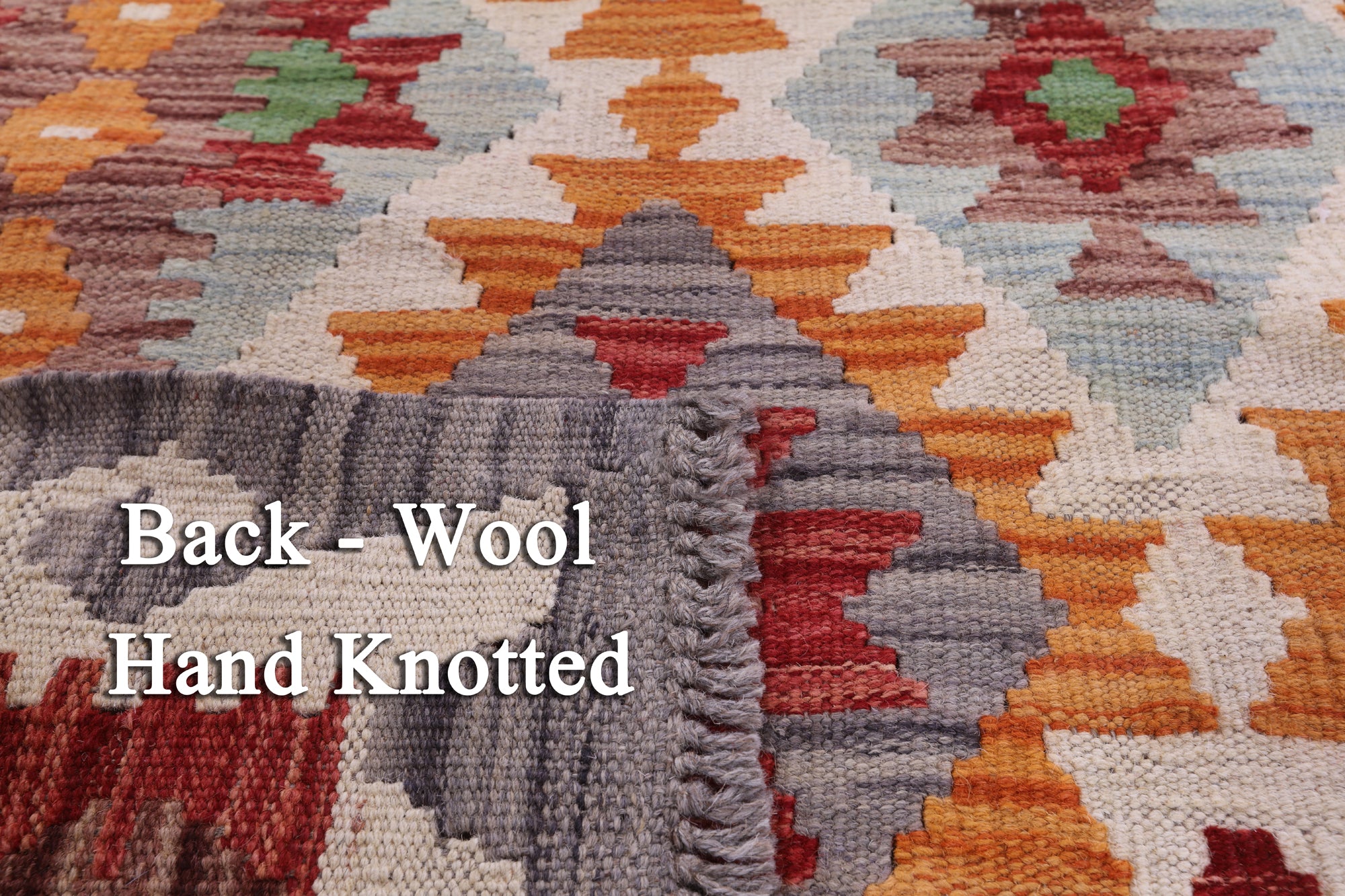 Reversible Kilim Flat Weave Wool On Wool Rug - 4' 2" X 5' 11" - Golden Nile