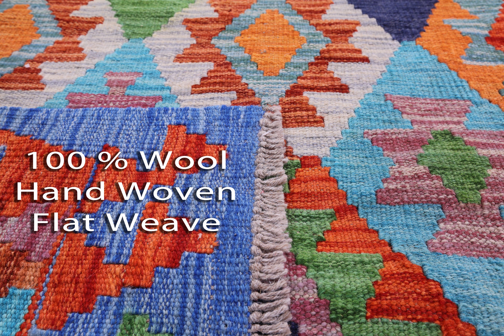 Reversible Kilim Flat Weave Wool On Wool Rug - 4' 0" X 5' 6" - Golden Nile