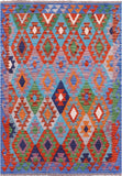 Reversible Kilim Flat Weave Wool On Wool Rug - 4' 0" X 5' 6" - Golden Nile