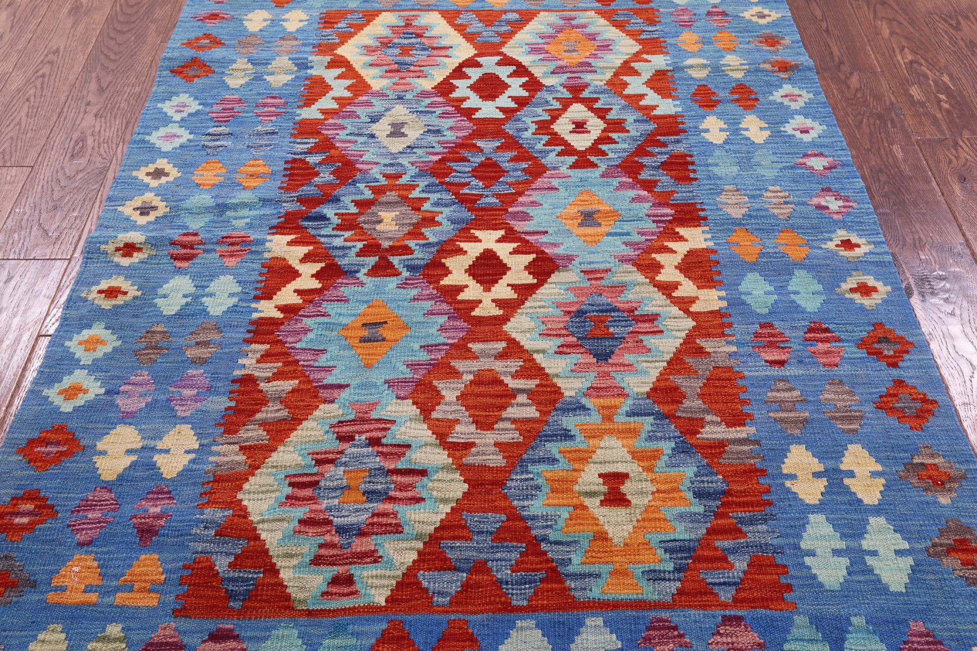 Reversible Kilim Flat Weave Wool On Wool Rug - 4' 1" X 5' 9" - Golden Nile