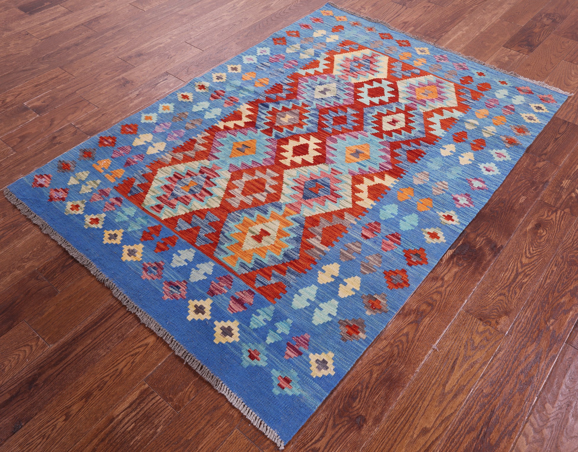 Reversible Kilim Flat Weave Wool On Wool Rug - 4' 1" X 5' 9" - Golden Nile