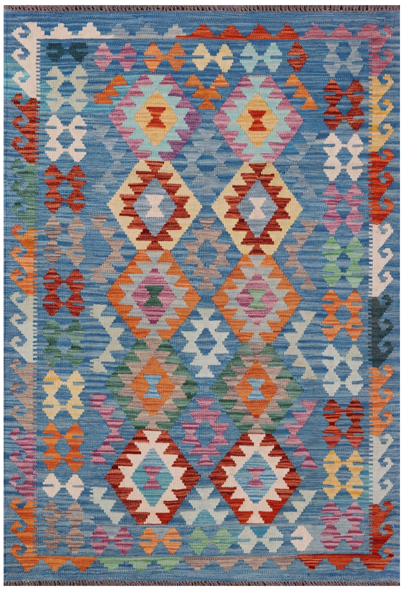 Reversible Kilim Flat Weave Wool On Wool Rug - 4' 1" X 5' 9" - Golden Nile
