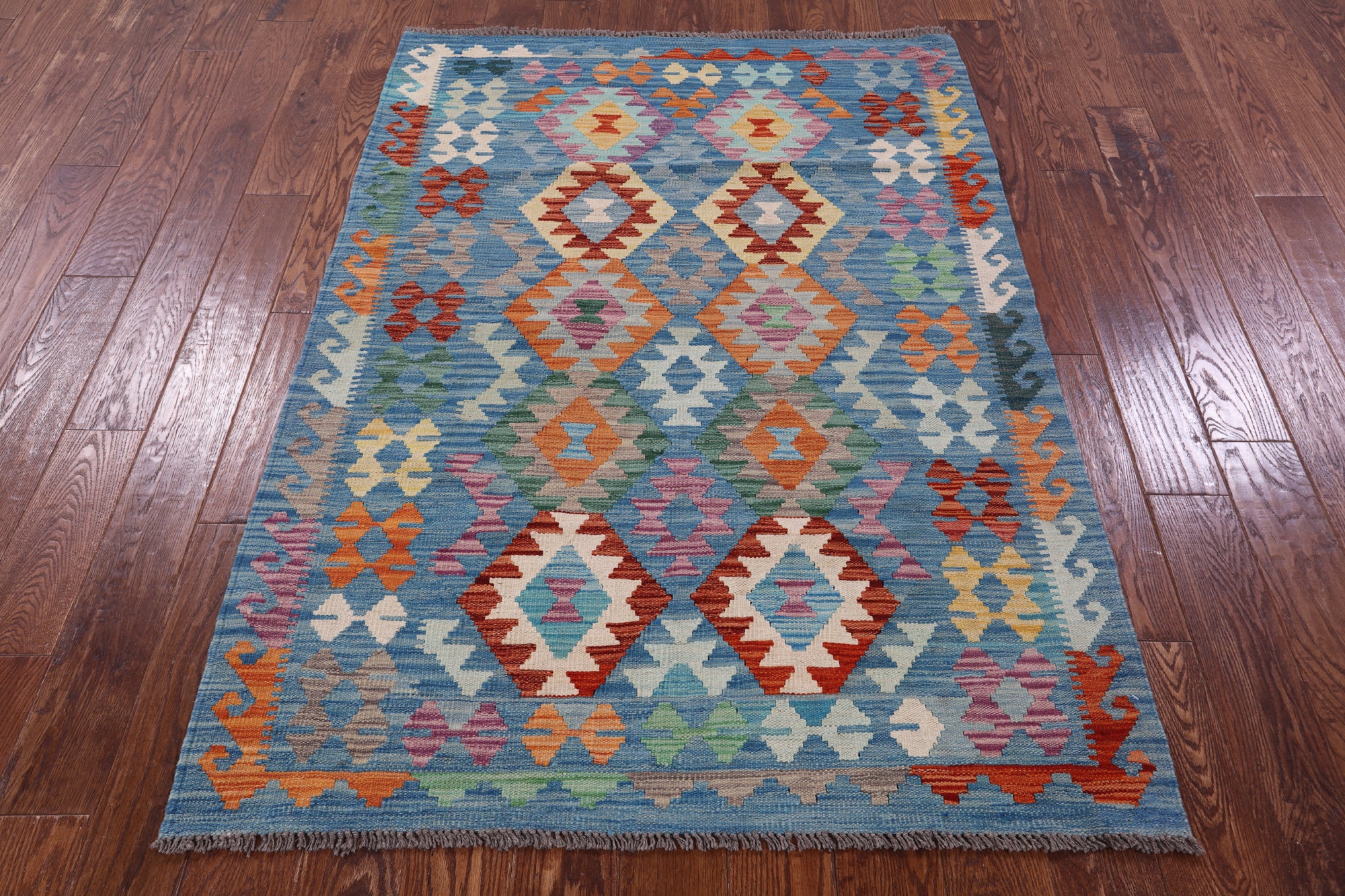Reversible Kilim Flat Weave Wool On Wool Rug - 4' 1" X 5' 9" - Golden Nile